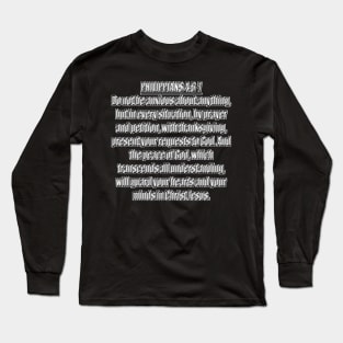 Philippians 4:6-7 New International Version Bible Verse Typography Long Sleeve T-Shirt